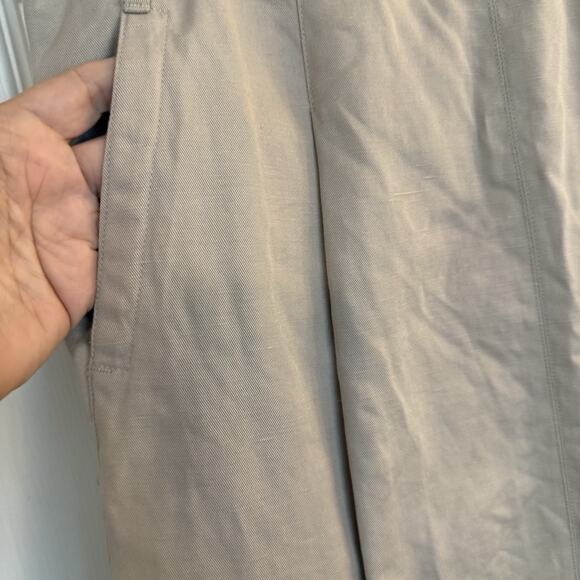 Max Mara Women's Skirt Linen Blend Khaki Knee Length Size 10 Made In Italy EUC - Picture 2 of 12